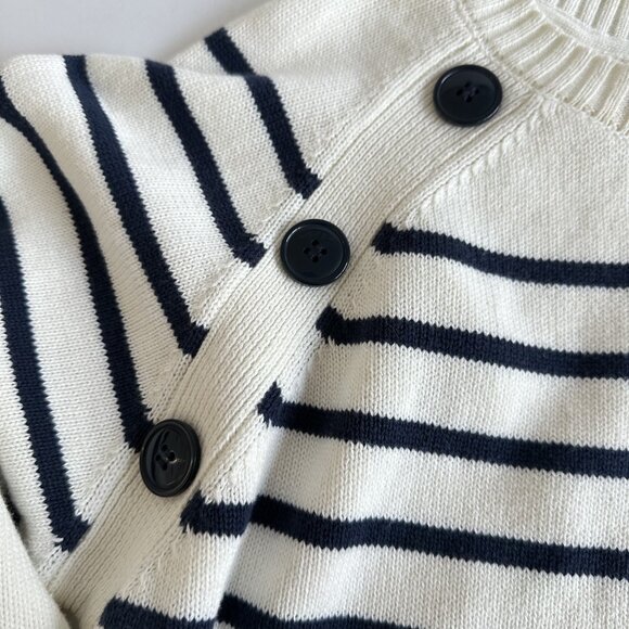 Vivance Sweater Womens Medium Striped Nautical Pullover Crewneck Buttons Coastal - Picture 6 of 13